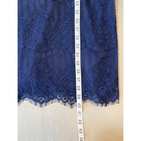 NWT Kensie Navy Blue Lace Overlay Lined Short Sleeve Dress Size 12 - Picture 9 of 12